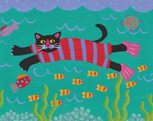 14Cat swimming