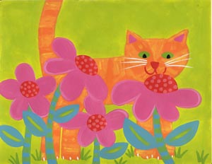 2cat smells flowers
